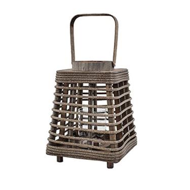 Imagem de Castiçal retrô de vime, castiçais criativos em forma de lanterna, para decoração de lareira de mesa de Natal