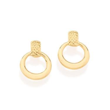 Imagem de Brinco Feminino Rommanel Círculo Vazado Banhado a Ouro 18k 524677