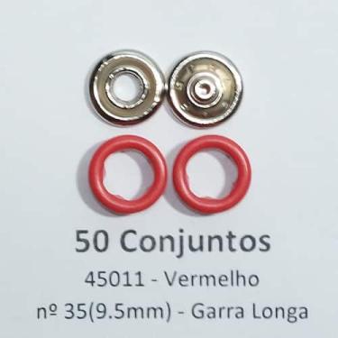 Imagem de Botões de Pressão Nº 35 Tic-Tac Colorido Latão Variados Vermelho 9,5mm