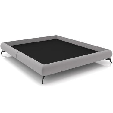 Imagem de Cama Casal Base Box Pés de Ferro Estilo Industrial 156cm Otto P05 Veludo Cinza - Lyam Decor