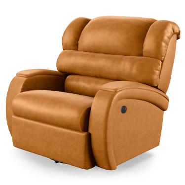 Imagem de Poltrona do Papai Reclinável Napoli Glider Giratória USB PU Whisky FH1 - D'Rossi