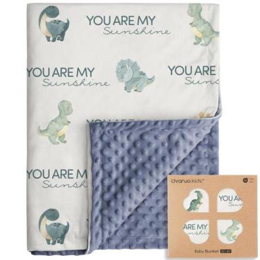 Imagem de Cobertor de bebê CIVARUA KIDS Dinosaur Super Soft para meninos azul