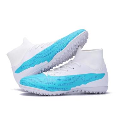 Imagem de Favdeol Chuteiras De Futebol Para Homens E Mulheres, Calçados Gramado Interno/Externo, Cano Alto Ag/Fg, Branco Tf, 7,5 Feminino/6,5 Masculino