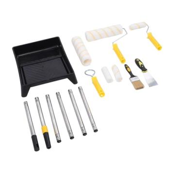 Imagem de Hyuduo Kit de Rolo de Pintura, Conjunto de Ferramentas de Pintura de Parede de Aço Inoxidável Com 2 Molduras de Rolo, 4 Capas, Escova Chanfrada de 2 Polegadas para Profissionais, Faça você Mesmo,
