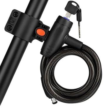Imagem de Cabo de Aço Cadeado de Segurança Espiral para Bike Bicicleta e Moto Antirroubo com Chave e Suporte original resistente