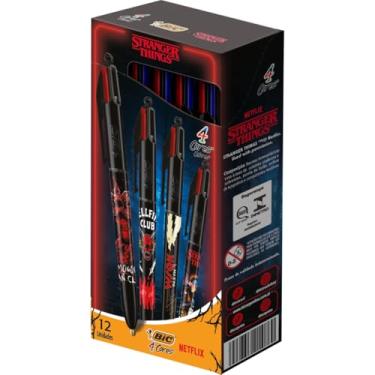 Imagem de 530007 - Caneta Escrita Média Retrátil, 4 Cores collab Stranger Things, BIC, 12 Unidades