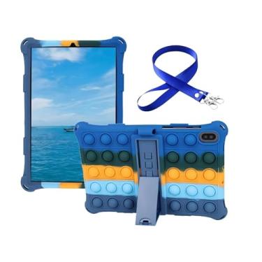 Imagem de UFAINEI Capa para Galaxy Tab S6 Lite 10,4 polegadas meninas bonitas (SM-P610/P613/P615/P619), capa para Samsung Galaxy Tab S6/S5e 10,5 polegadas com alça de ombro e suporte - azul escuro arco-íris