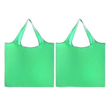 Imagem de Pacote com 2 sacolas de compras reutilizáveis – dobrável, lavável na máquina com zíper (verde)