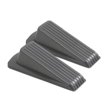 Imagem de Rolhas de porta de borracha resistente para piso, cunha de porta empilhável premium (cinza, pacote com 2)