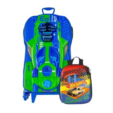 Imagem de Mochila Rodas Dune a Soar Motor Azul Hot Wheels Lancheira