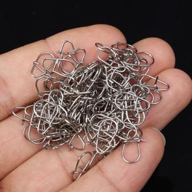 Imagem de 100 peças de pressão de pesca de aço inoxidável - acessórios de clipe de pressão com gancho para barril giratório isca anzol, ferramenta de pesca, 1 cm