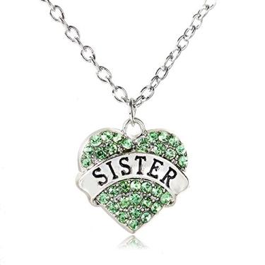 Imagem de Colar de coração de cristal para irmãs, presente de aniversário de Natal para irmãs, irmãs, irmãs, presente, One Size, Liga de aço, Sem Pedra Preciosa