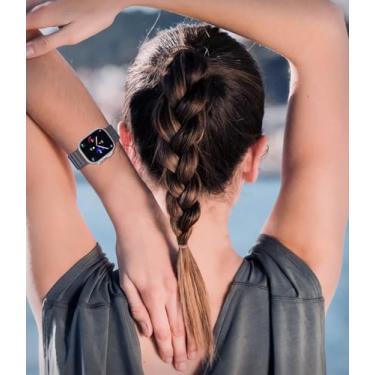 Imagem de Pulseira magnética masculina compatível com Apple Watch Ultra SE séries 10, 9, 8, 7, 6, 5, 4, 3, 2 e 1, cinza e laranja