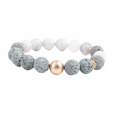 Imagem de 1 pulseira de pedra vulcânica para ioga, contas de pedra natural, pulseira durável, presente para ocasiões especiais, acessório elegante para várias roupas