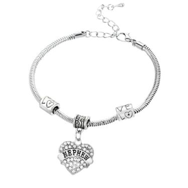 Imagem de Pulseira de presente para tia da sobrinha, sobrinho, dia das mães, sobrinho, sobrinho, presente de tia, pingente de coração, One Size, Strass, Sem Pedra Preciosa