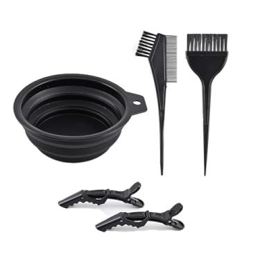 Imagem de 5 peças de produtos de coloração de cabelo para salão de beleza, kit de tingimento de cabelo com escova de tintura de cabelo, tigela, grampos de cabelo