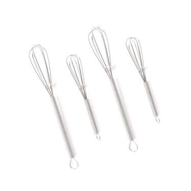 Imagem de 4 mini batedores, batedor de aço inoxidável de 17 e 12 cm, batedeira manual de ovos para farinha, bolo, ovos, cozinha e assar