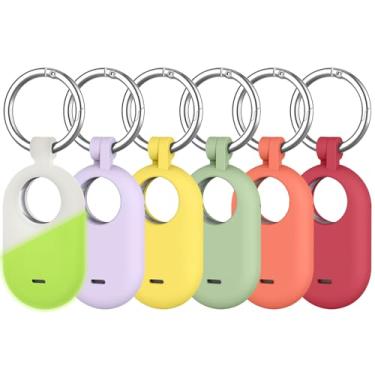 Imagem de Pacote com 6 capas para Samsung Galaxy SmartTag2, capa de silicone macio com chaveiro, capa protetora antiperda resistente a arranhões, acessório para Galaxy Smart Tag 2 para animais de estimação