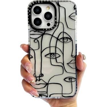 Imagem de LOLAGIGI Capa para iPhone 17, linda linha artística de rostos femininos estampa kawaii estampa de desenho animado feminino estético para mulheres meninas adolescentes capa de telefone TPU macio, 16.0