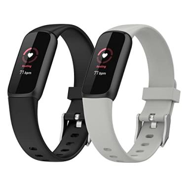 Imagem de Hoopyeecase pulseira de relógio Compatível com Fitbit Luxe Bands ，Suave Silicone Esporte À prova d'água Quick Release Respirável Substituição Pulseiras de relógio Acessórios para mulheres homens
