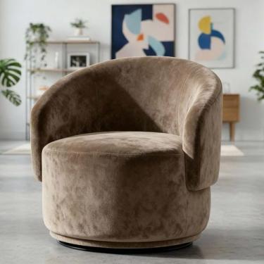 Imagem de Poltrona Decorativa Giratória Sala de Estar Recepção Jasmine Suede - D