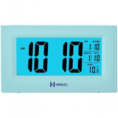 Imagem de Relógio Despertador Digital Luz Noturna Preto Herweg 2972 Prata