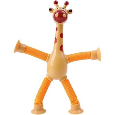 Imagem de Girafa Pop It Estica e Puxa – Brinquedo Sensorial Infantil com Luz, Ventosas e Design Divertido | Alívio de Estresse, Concentração e Diversão para Crianças (Amarelo)