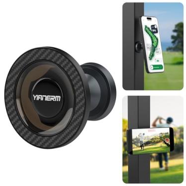 Imagem de Yianerm Suporte magnético de telefone para carrinho de golfe, suporte de telefone de academia, ímãs fortes, suporte de telefone para qualquer superfície de metal de ferro compatível com smartphones