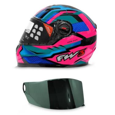 Imagem de Capacete Moto Fechado Fw3 Modelo Gtx Fox Mais Viseira Adicional, Rosa 