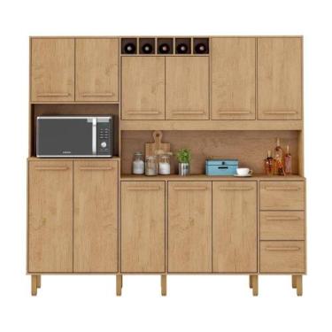 Imagem de Armário De Cozinha Amanda 11 Portas 2,12mt Amêndoa - MILANI MOVELARIA