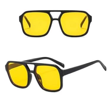 Imagem de Óculos De Sol Feminino Estilo Blogueira Lente Marrom Amarela Quadrado Uv(Amarela)