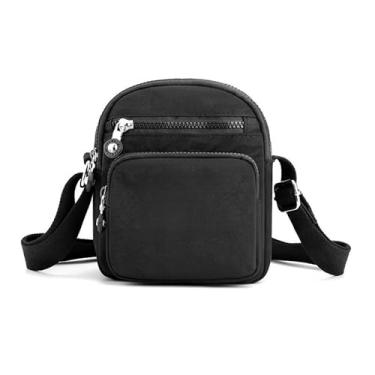 Imagem de Bolsa Transversal Porta Celular Feminina Pequena Nylon Leve Casual (Preto)