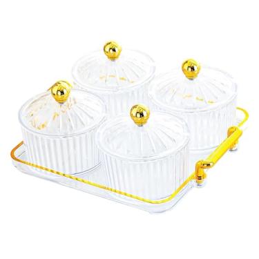 Imagem de Ｂｅｓｇａ Bandeja para Frutas Secas, Pote para Armazenamento de Alimentos Na Cozinha, Caixa Prática para Guardar Alimentos, Prato, Bandeja Dividida para Servir, 4 Grades, Tamanho real