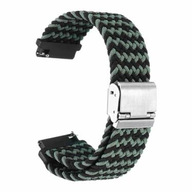 Imagem de HARFINGTON Pulseira de relógio trançada de nylon de liberação rápida, pulseira de reposição com fivela de aço inoxidável, Preto, verde, 22mm