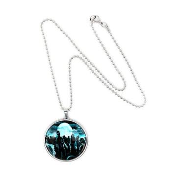 Imagem de Pingente de zumbi - Colar com pingente de prata do filme de terror do Apocalipse - 198-SLRN, grande, vidro, sem pedra preciosa