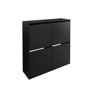 Imagem de Sapateira de Parede, Sapateira 4 Portas para Casa Suspensa Organizador para Sapatos Portas Basculantes, 100 Cm (L) X 75 Cm (A) X 23 Cm (P)(preto)