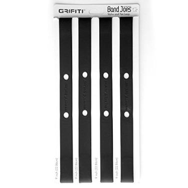 Imagem de GRIFITI Band Joes 23 cm x 0,5 cm x 1,3 cm Caneta Stylus Loop – Pacote com 4 – Bloco de notas de borracha de silicone para caderno, agenda, fichário, capa com alça (preto)