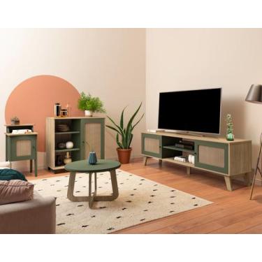 Imagem de Sala de Estar Completa com Rack Buffet Mesa Centro e Mesa Lateral Char