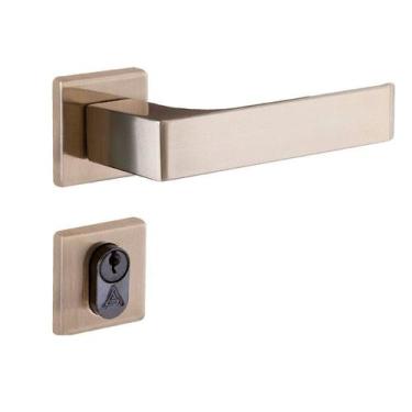 Imagem de Fechadura Entrada Reta Roseta S40 Latonado Quadratta Aliança - Aliança