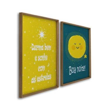 Imagem de Quadro Decorativo Infantil Sol Balão e Arco Íris 2 Telas 60x90cm para 