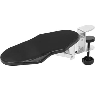 Imagem de Extensor de mesa ajustável por computador, suporte de apoio de braço de mesa giratório de 180 ° Teclado suporte de pulso, mouse dobrável ergonômico apoio de pulso (Preto)