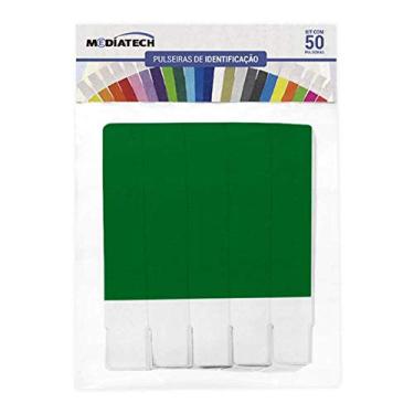 Imagem de Pulseira Identificação, Tecnomídia, Tyvek, Verde Bandeira, Pacote com 50 Unidades