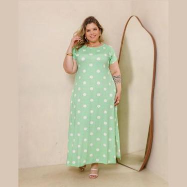Imagem de Vestido Mel Longo Manga Curta Fenda Lateral Plus Size - Rosana Farcait