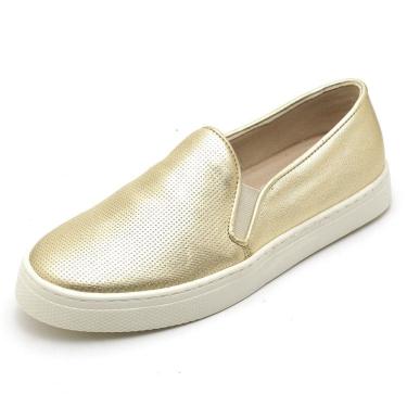 Imagem de Tenis Slip On Iate Couro Feminino Calce Facil Moderno Palmilha Conforto