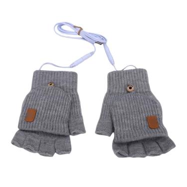 Imagem de Luqeeg Luvas Aquecidas USB Sem Dedos para Homens e Mulheres, Luvas Elétricas de Aquecimento de Mãos para Trabalho, Jogos, Digitação, Mensagens, Presentes de Inverno, Esqui, Snowboard, (Cinza Claro)