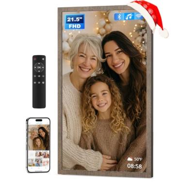 Imagem de Arktronic Porta-Retratos Digital Grande Com Tela Sensível Ao Toque De 21,5 Polegadas E Tela Ips Fhd, Porta-Retratos Digital Com Wi-Fi De 32 Gb, Controle Remoto, Montagem Na Parede, Compartilhamento
