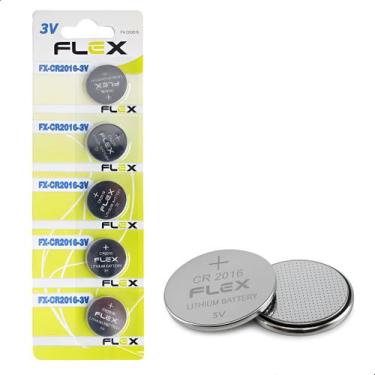 Imagem de Bateria Cr2016 Botão Pilha Alcalina Cartela 5 Unidades - Flex