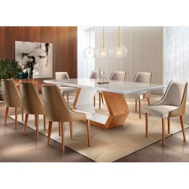 Imagem de Sala De Jantar 8 Cadeiras Off/imbuia Off/turim Caramelo