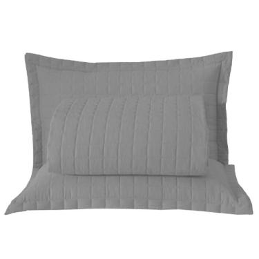 Imagem de Kit Cobre Leito Colcha Monaco Casal Dupla Face 3 Peças - Cinza