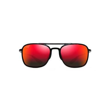 Imagem de Óculos de sol unissex Maui Jim Keokea, lentes patenteadas PolarizedPlus2, tartaruga vermelho/preta/Hawaii Lava Polarized, médio